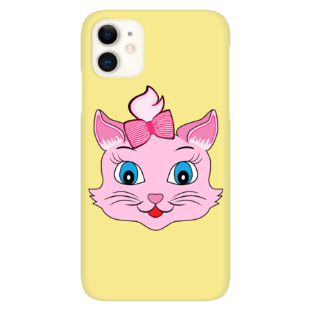 Pink cat with big blue eyes and ribbon by mxmdesigns