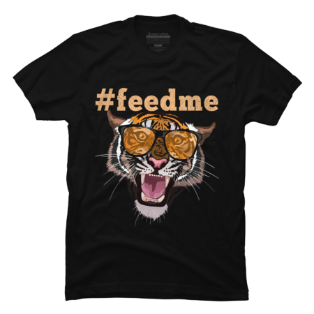 Funny Tiger with Glasses and Feed Me Hashtag by VesnaDesigns