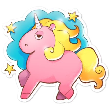 Cute Pink Pony Unicorn by Kharlova