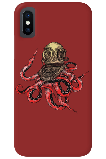 Octopus Diver by brushlinework