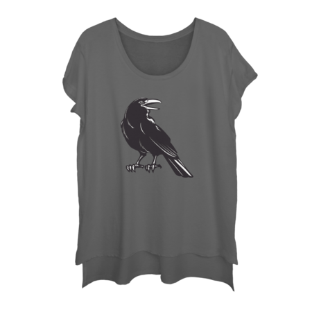 Basic Standard Crow/Raven Illustration T-Shirt by EBCD