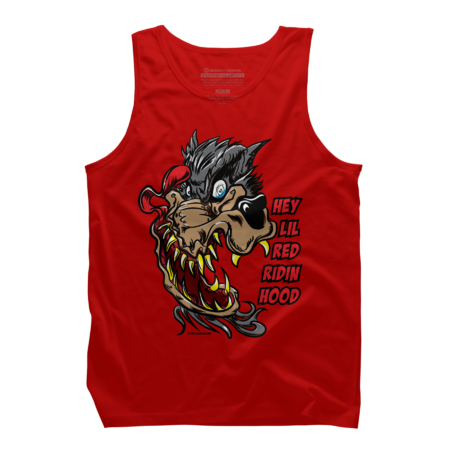 Snarling Cartoon Wolf looking for Lil Red Ridin Hood by eShirtLabs