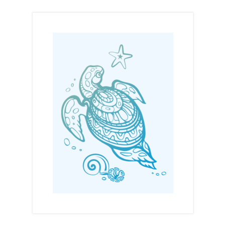 Sea Turtle, Zentangle animal by Yulla