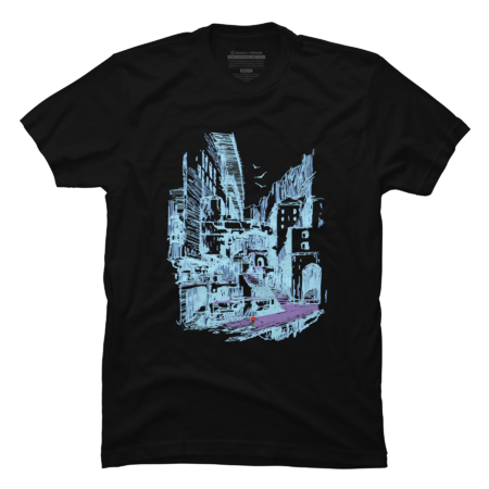 Vaporwave Cityscape Skyline 80s Aesthetic Artistic Sketch by MintedFresh