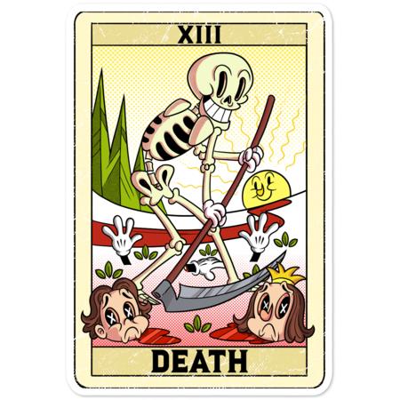 Grim Reaper - Death Tarot Card cartoon - number 13 Occult