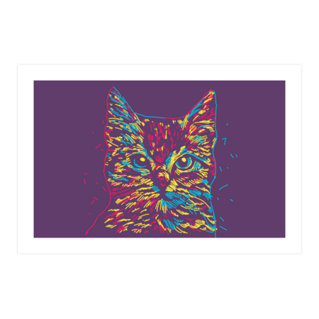 Colorful Cat's Head Retro Style by illiminate