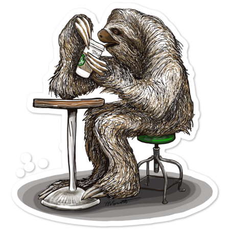 Steve the Sloth Taking a Coffee Break
