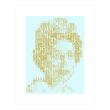 Queen Elizabeth II Portrait in Words (Gold) by iine