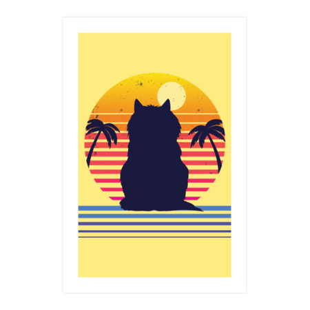 Island Cat Retro Synthwave Sunset by edmproject