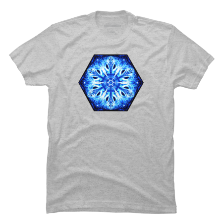 Neon Blue Snowflake Mandala Fractal