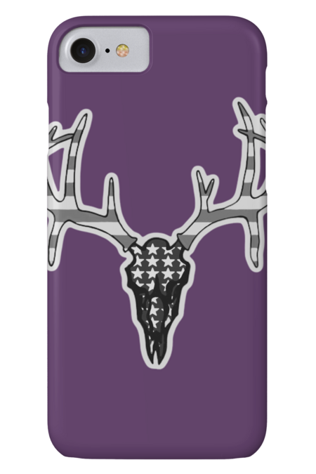 American Flag Whitetail Skull (Grayscale)