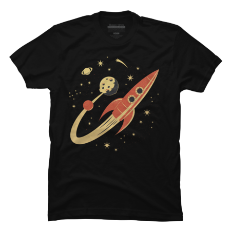 Vintage Rocket ship goes to the moon by daviditali