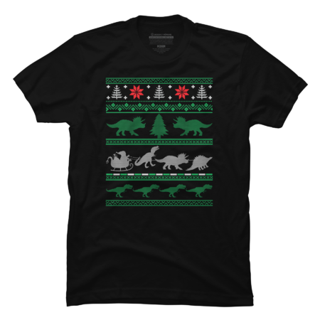 Christmas Dinosaur Tree Rex T-Rex Ugly Christmas Sweater Style by pahari