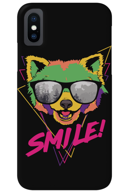 Smile Red panda with sunglasses trippy art by Otaizart