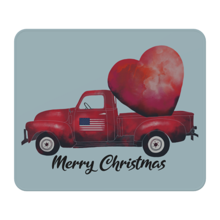 Vintage Red Truck Carrying Big Heart Merry Christmas by OkPins