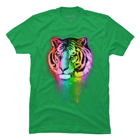 Tiger Neon Dripping Rainbow Colors by BluedarkArt