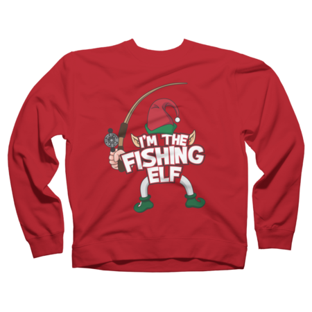 I'm the fishing elf funny Christmas illustration