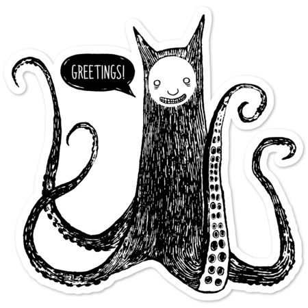 Greetings from the kraken cat by lauranagel