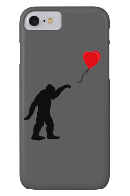Bigfoot Releasing Red Heart Balloon by Checkertone
