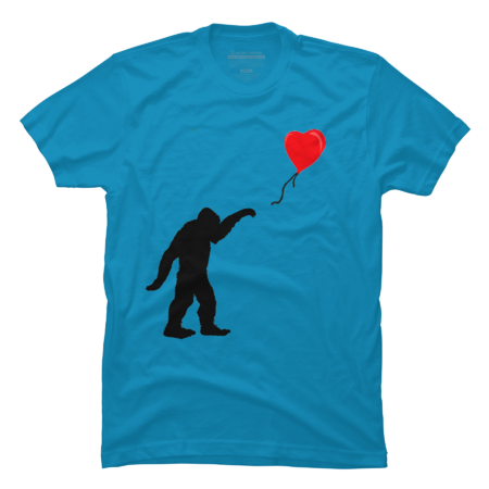 Bigfoot Releasing Red Heart Balloon