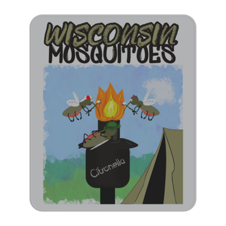 Wisconsin Mosquitoes Cartoon - Camping by Tiki Torch by ButterflyInTheAttic