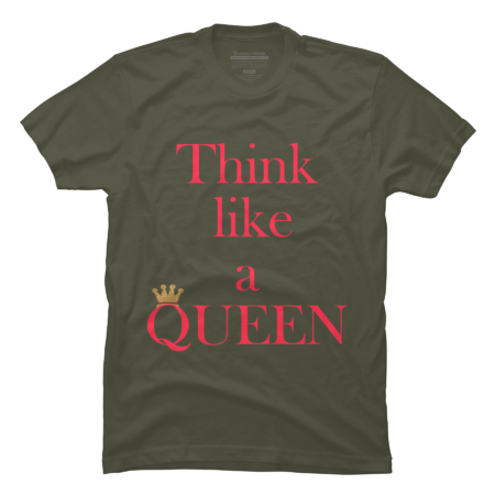 Think like a queen inspiring pink text print and gold crown by KINKDesign