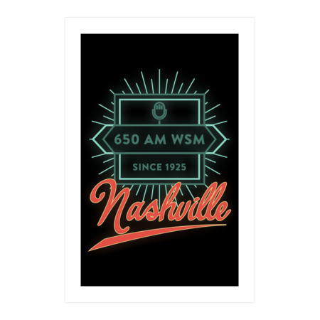 WSM 650 AM Nashville Neon Logo by RhintoPow