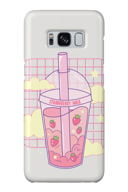 Strawberry milk Boba Cups Wave Tea VAPORWAVE harajuku by Otaizart