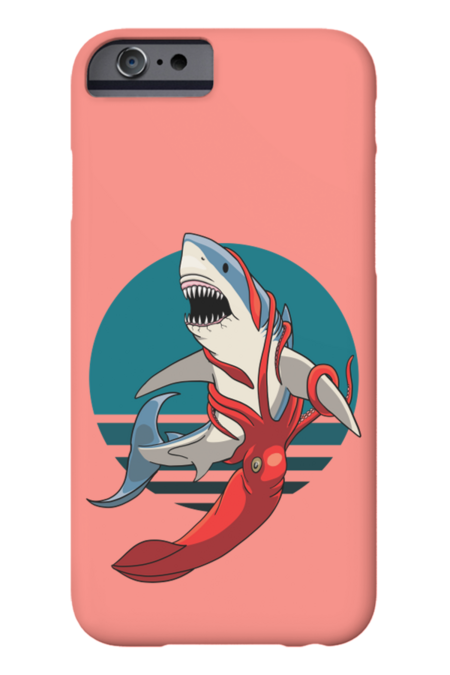 great white shark and giant squid by TMBTM