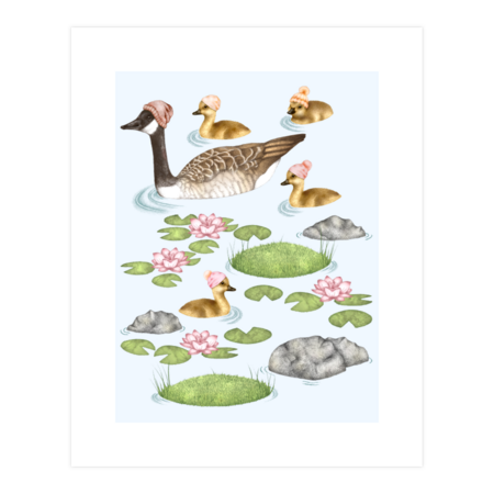 Graceful Geese and Gorgeous Goslings in Crisp Spring Weather by perrinlefeuvre