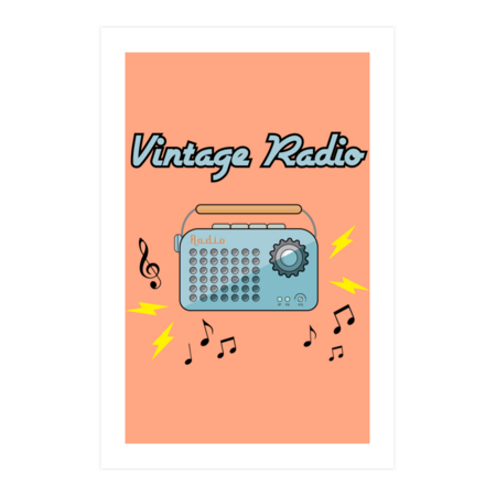 Vintage Radio illustration with music notes by Blok45