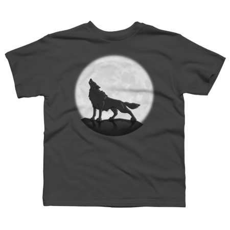 Howling dark wolf silhouette under white moon