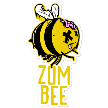 Zom Bee Funny Bee Zombie Brain Flying Bomblebee