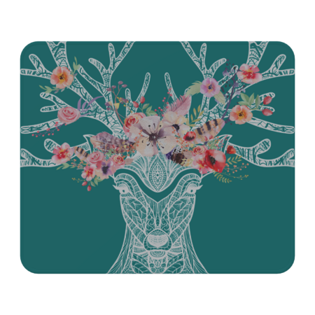 Deer Head with Watercolor Flowers by DancingColors