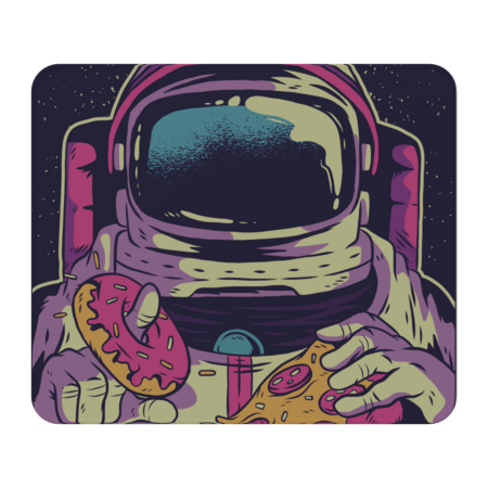 Astronaut Eating Donut and Pizza by RandomDudeArt