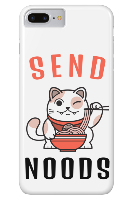 Send Noods Funny cute Cat Eating Ramen Noodles by TrendyTees