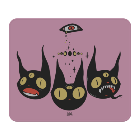 Three Strange Cat Heads. Gothic Dark Art by cellsdividing