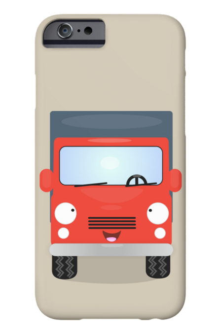 Cute red kawaii truck cartoon illustration by thefrogfactory