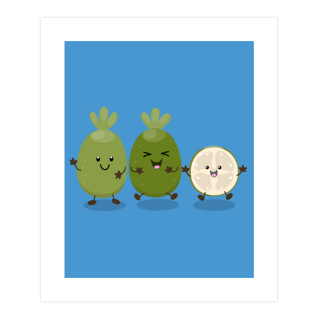 Cute pineapple guava feijoa cartoon illustration by thefrogfactory