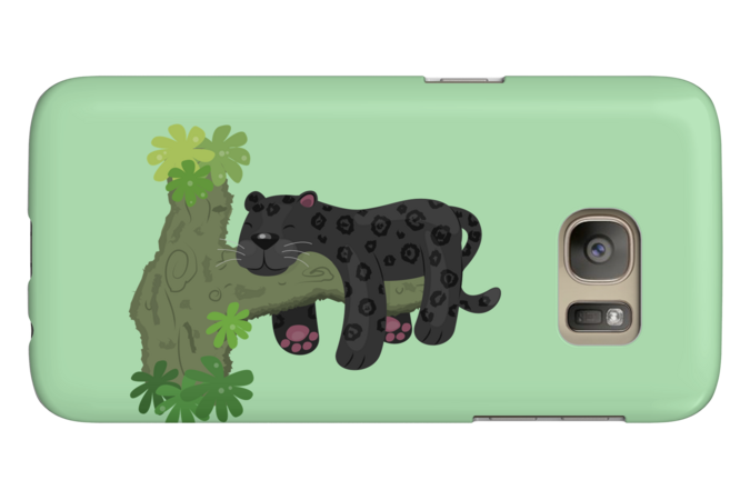 Cute jaguar black panther cat cartoon illustration by thefrogfactory