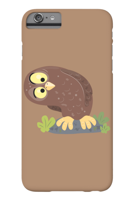 Cute curious funny brown owl cartoon illustration by thefrogfactory