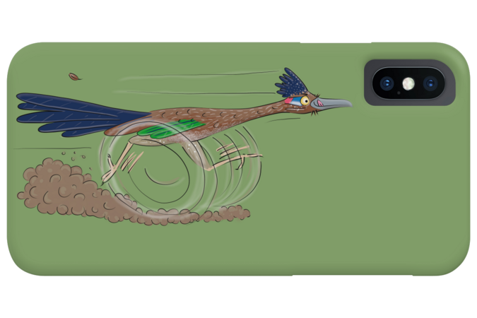Funny roadrunner bird cartoon illustration by thefrogfactory