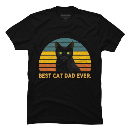 Best Cat Dad Ever Vintage Mens T-Shirt Black Cat Daddy T-Shirt