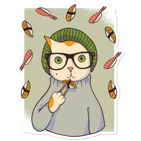 Cat Gourmet Sushi Lover by TshirtforHumans