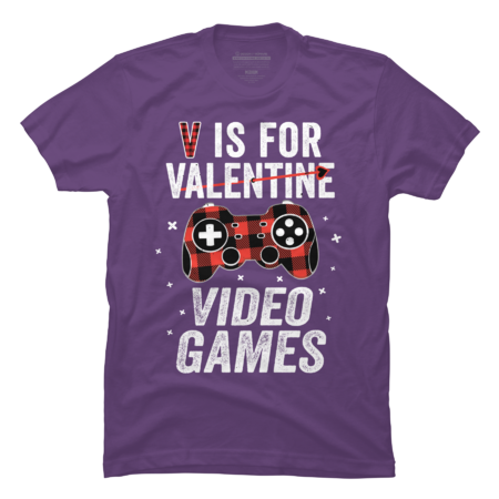 V is for Video Games - Funny Gamers Apparel for Valentines Day by BeepTreasure