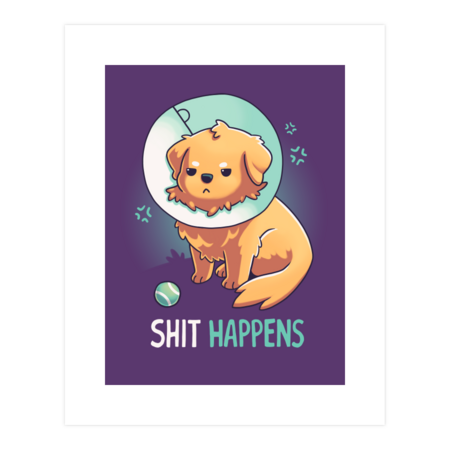 Shit Happens // Golden Retriever, Dogs, Cone of Shame by Geekydog