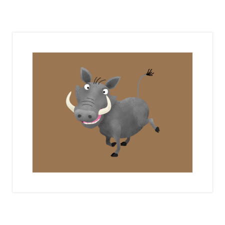 Funny african warthog pig cartoon illustration by thefrogfactory