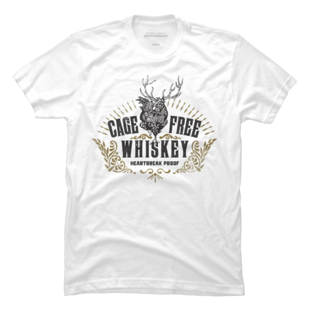 Cage Free Whiskey: Heartbreak Proof. Cool Rooster With Antlers