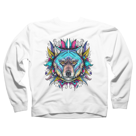 Colorful Carnival Wolf Abstract by Ferminem