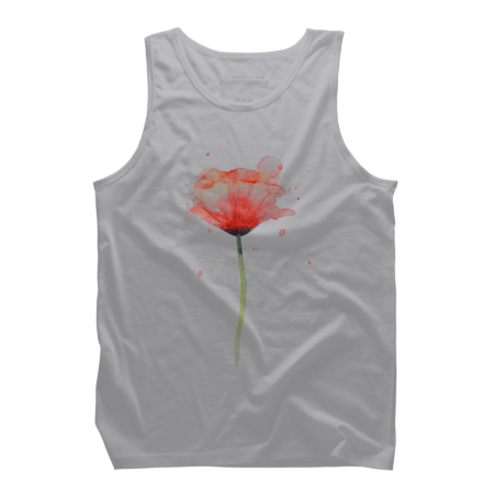 Red Poppy Flower Watercolor T-shirt Abstract Painting Art by Luckyst